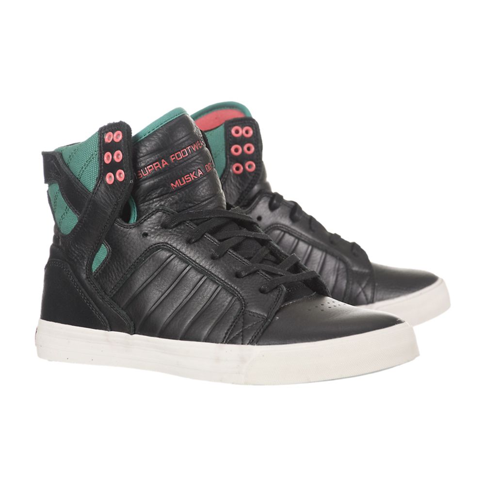 Baskets Montantes Supra SkyTop Noir Vert Black Homme | DBF-81253317